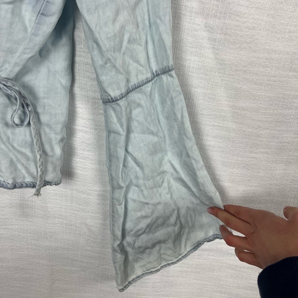 Y2K Vintage Coquette Wrap Shirt Cropped Long Sleeve Denim Dainty Balletcore Smal - Picture 2 of 6